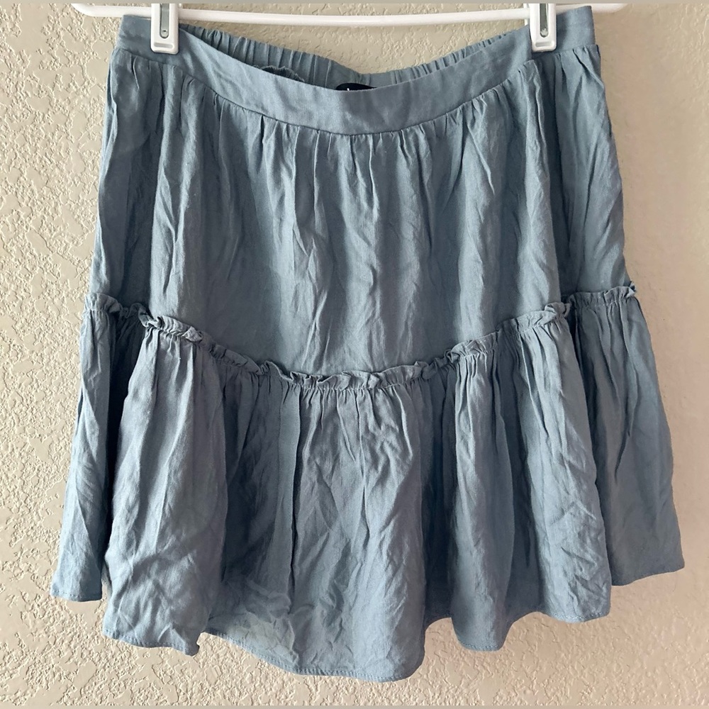 Lulus Blue Tiered Ruffle Mini Skirt | M - Picture 3 of 7
